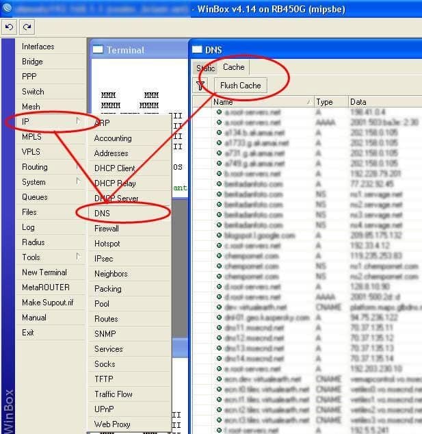 Flush DNS Cache di Mikrotik